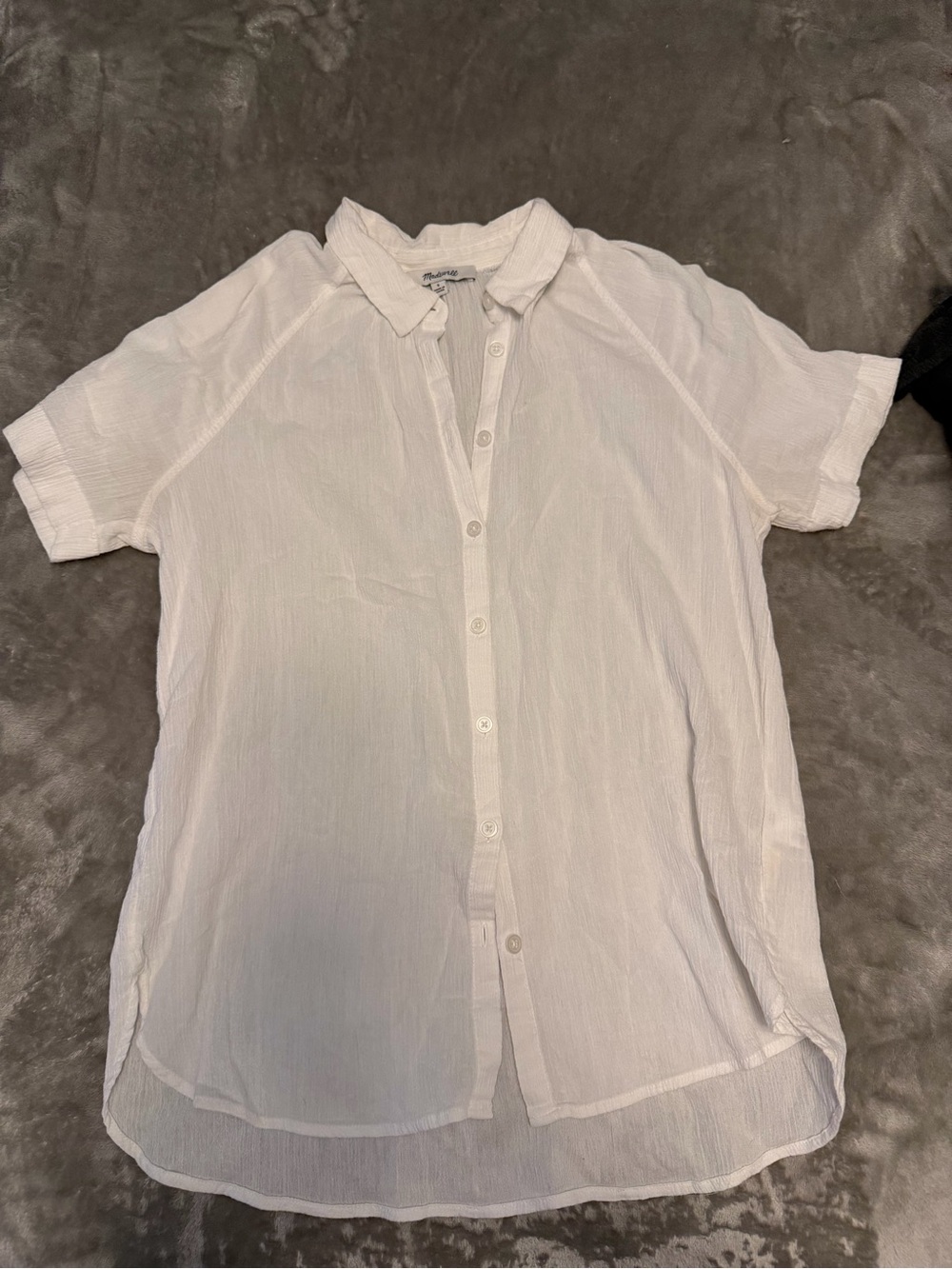Madewell Lightweight White Short-Sleeve Button-Up Shirt